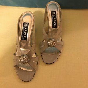 Silver Slides with Faux Crystal Accent on Top